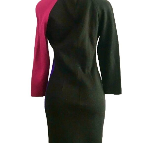 1980s Christine Jaguin Bodycon Dress size M retro 80s 90s fashion color block. - Picture 5 of 10